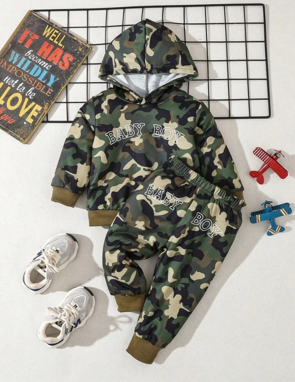 Plush - Hoodied Fleece Shirt & Trouser - Camouflage Green