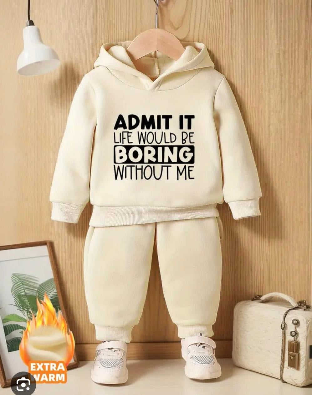 Plush-Fleece Shirt & Trouser -White Boredom Fix