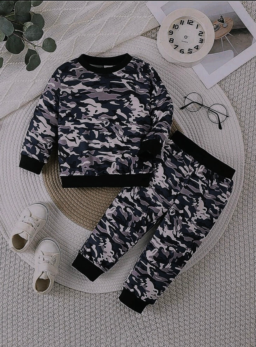 Plush -  Fleece Shirt & Trouser - Camouflage Black