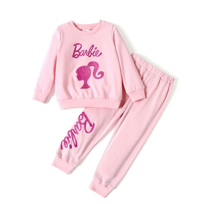 Plush Hoodied Fleece Shirt & Trouser - Barbie in Light Pink