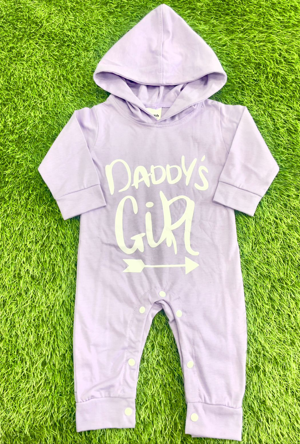 Plush-Hoodie Romper - Daddys girl in lavender