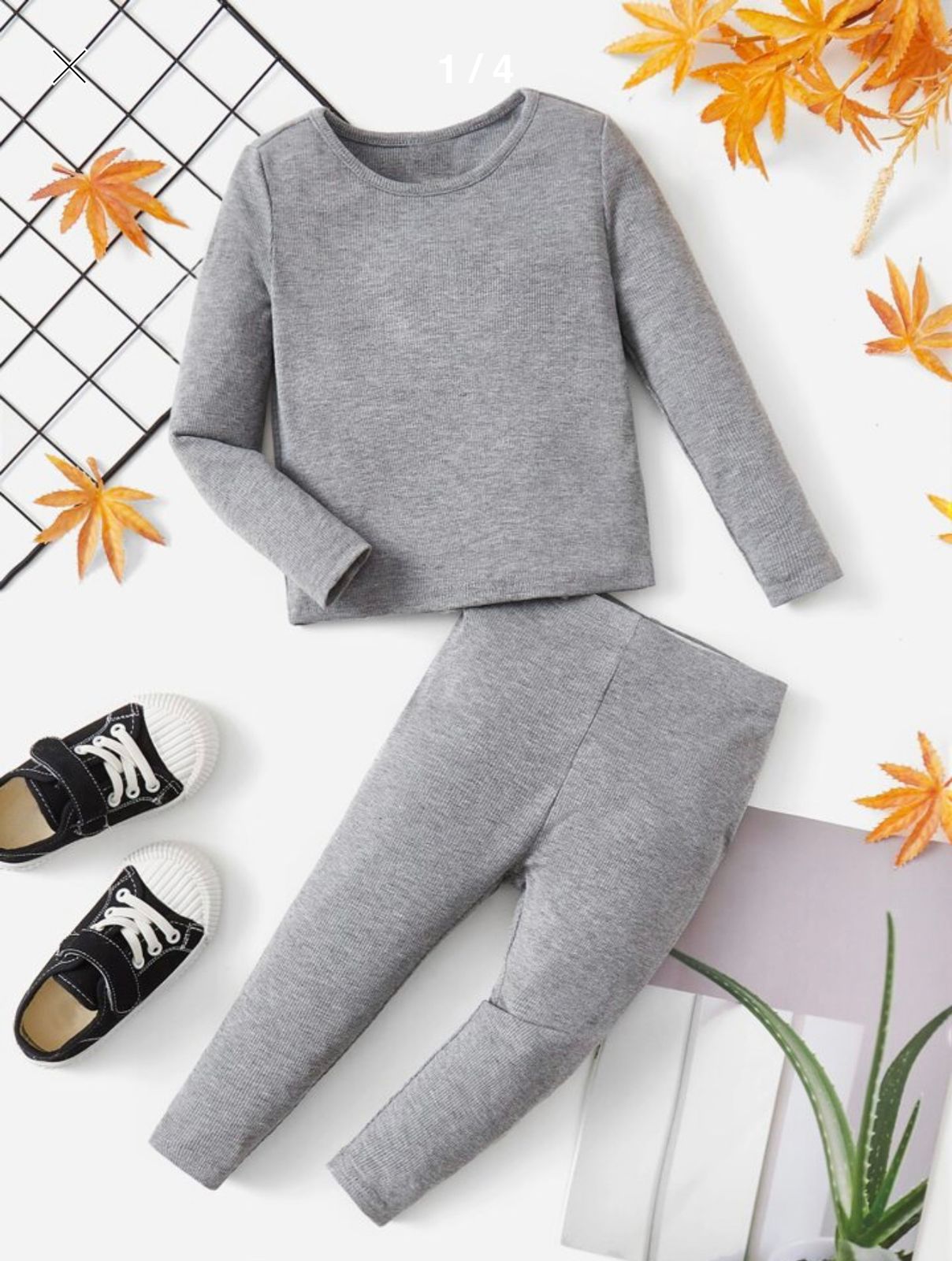 Plush Round Neck Style Ribbed Knit Sweat Set - Ash Grey