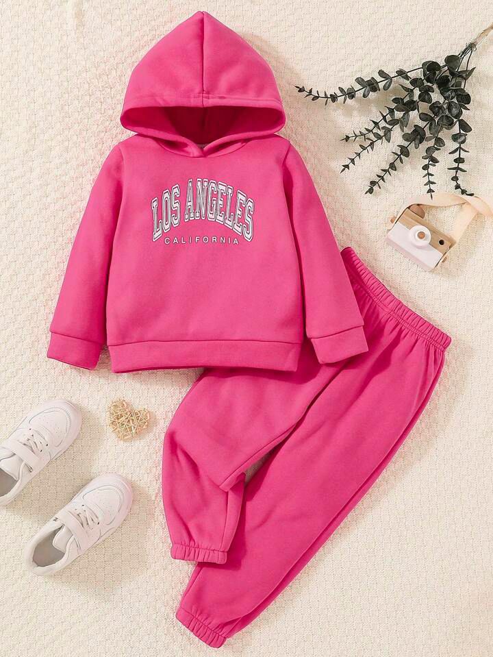 Plush Hoodied Fleece Shirt & Trouser - Los Angeles Pink