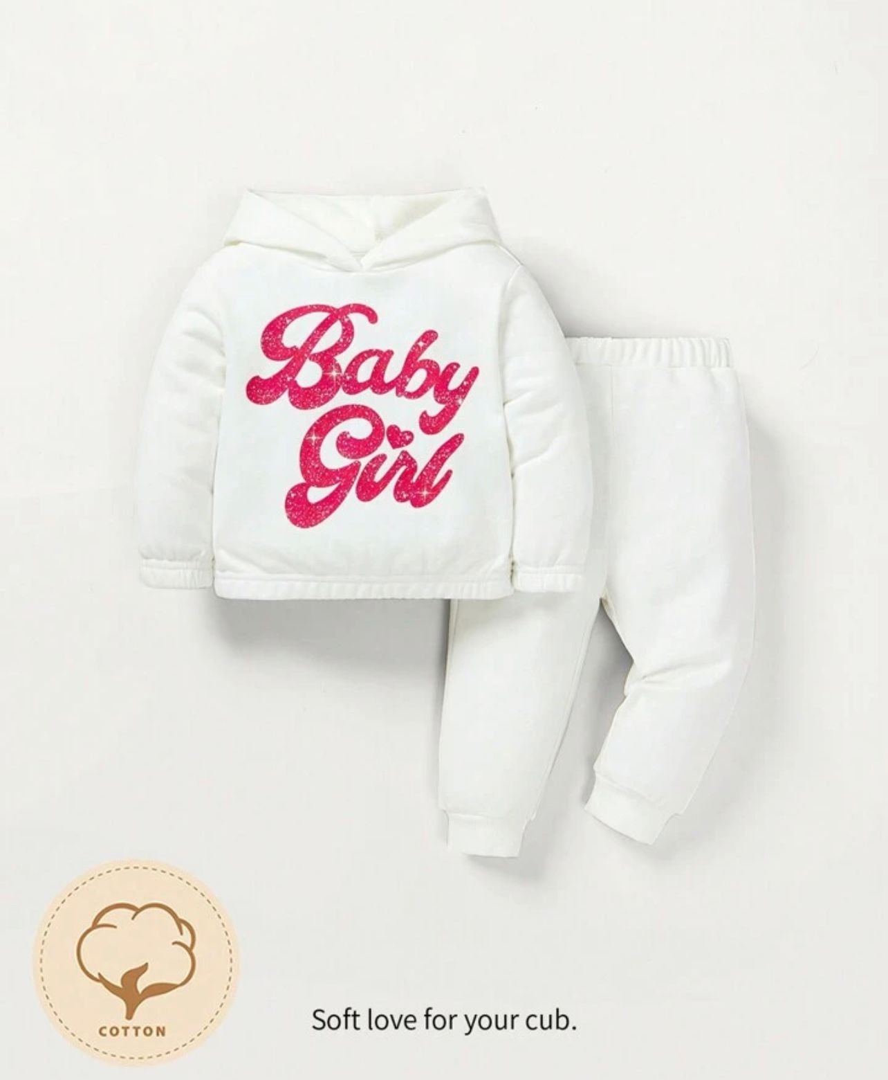 Plush Hoodie Style - Baby Girl Fleece Basic Set Whiteboard