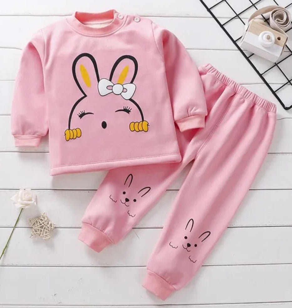 Night Suit - PJ Set Pink Rabbit