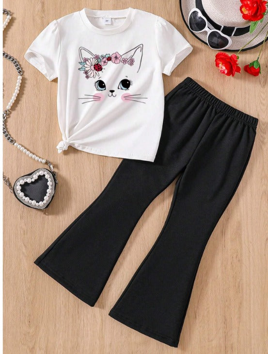 PLUSH-Nifty Basics Premium - Cat in White Contrast with Flapper Trousers