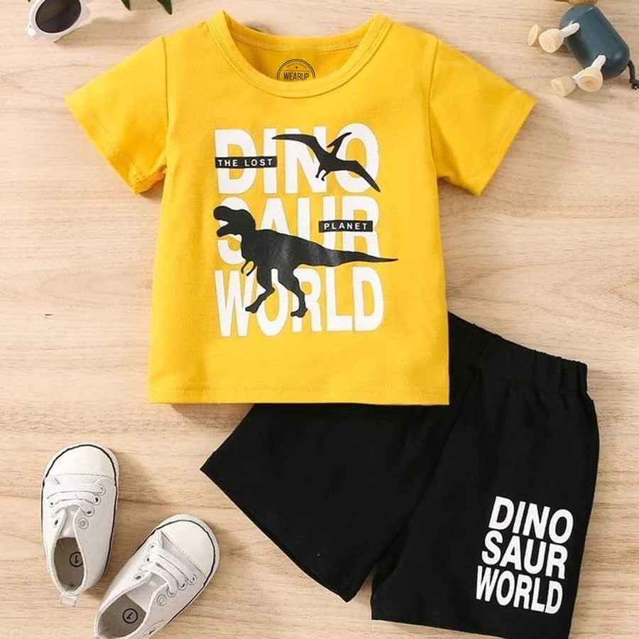 Shirt and Short Set - Yellow Dino