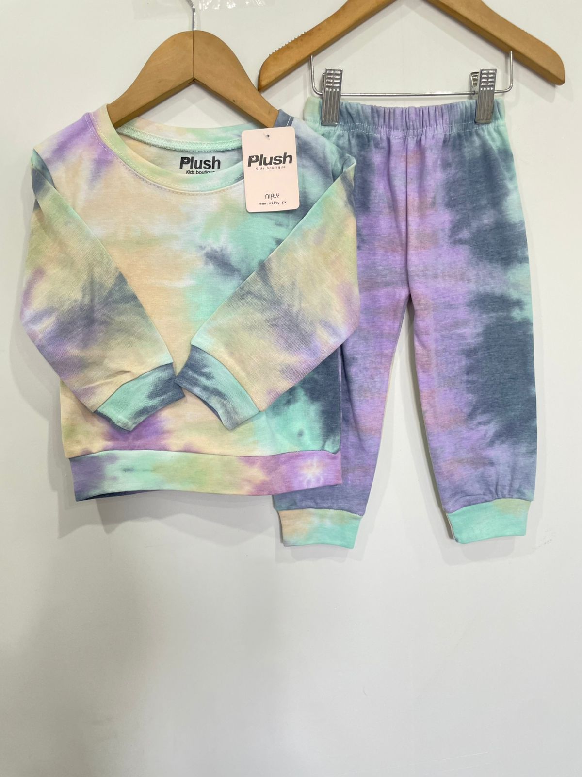 Plush - Plush Crew Neck Ribbed Knit Basic Set - Cotton Candy