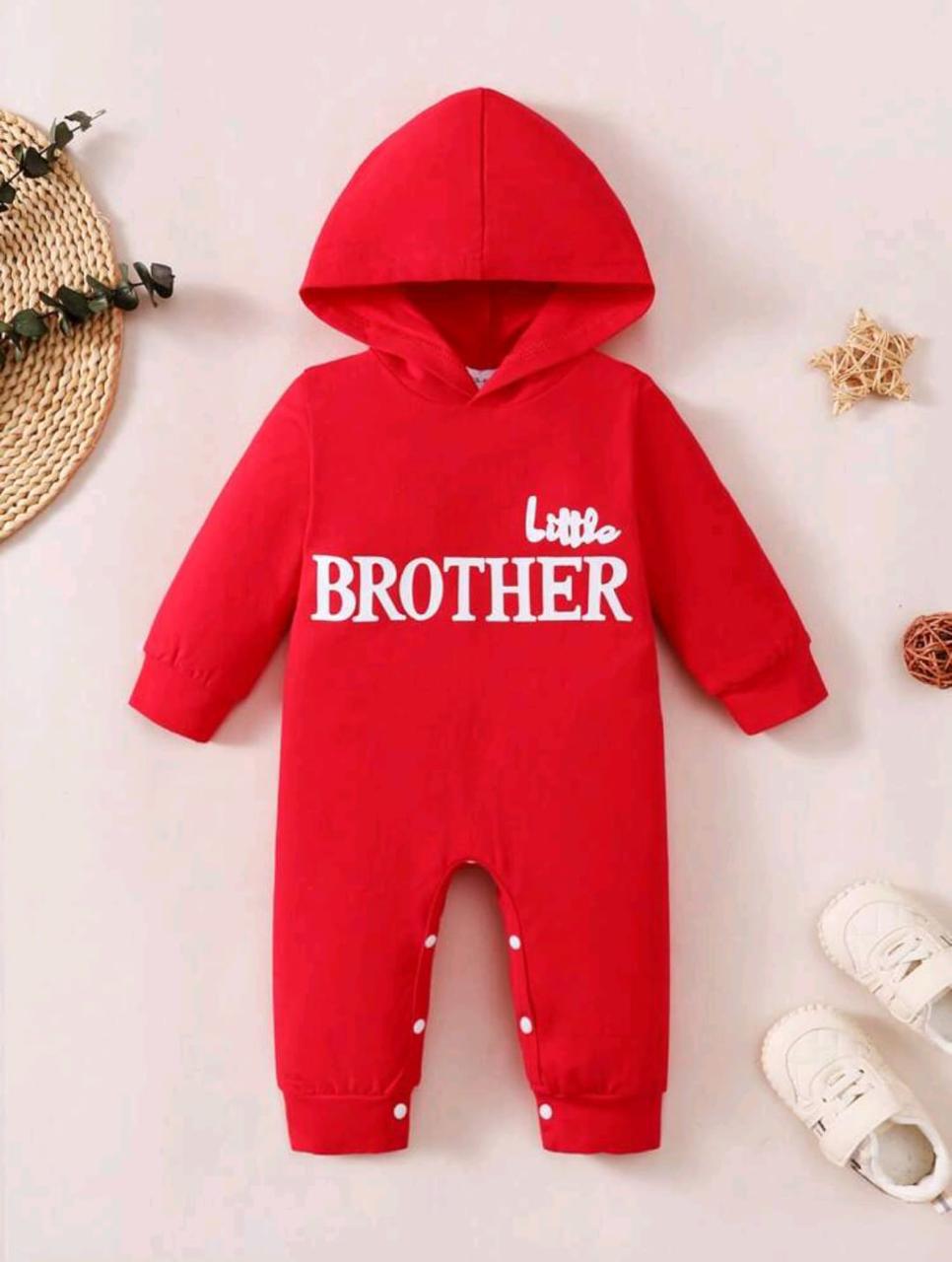 Plush-Hoodie Romper - Little Brother in Red