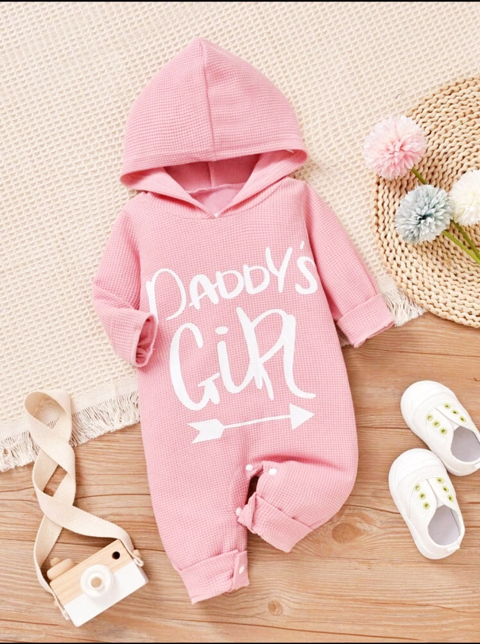 Plush-Hoodie Romper - Daddys Girl in Pink