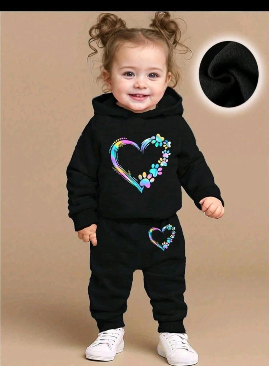 Plush - Hoodied Fleece Shirt & Trouser - Rainbow  in Black