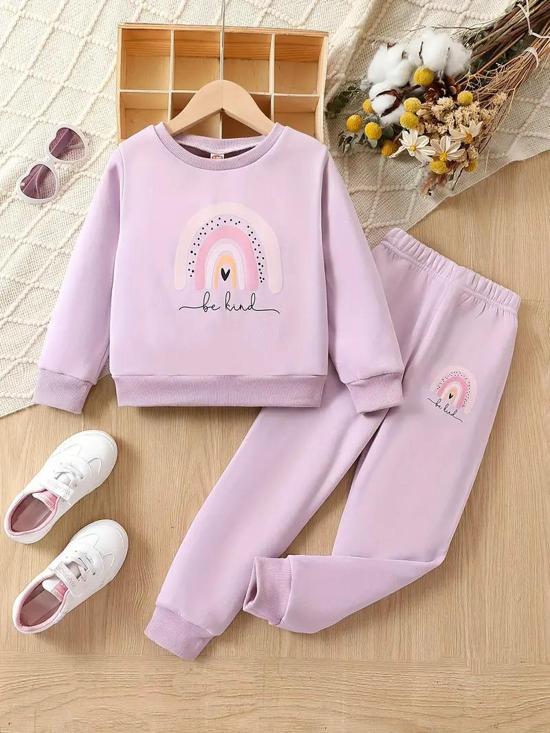 Hooded Sweatshirt Trousers Set - Be Kind Rainbow in light Purple