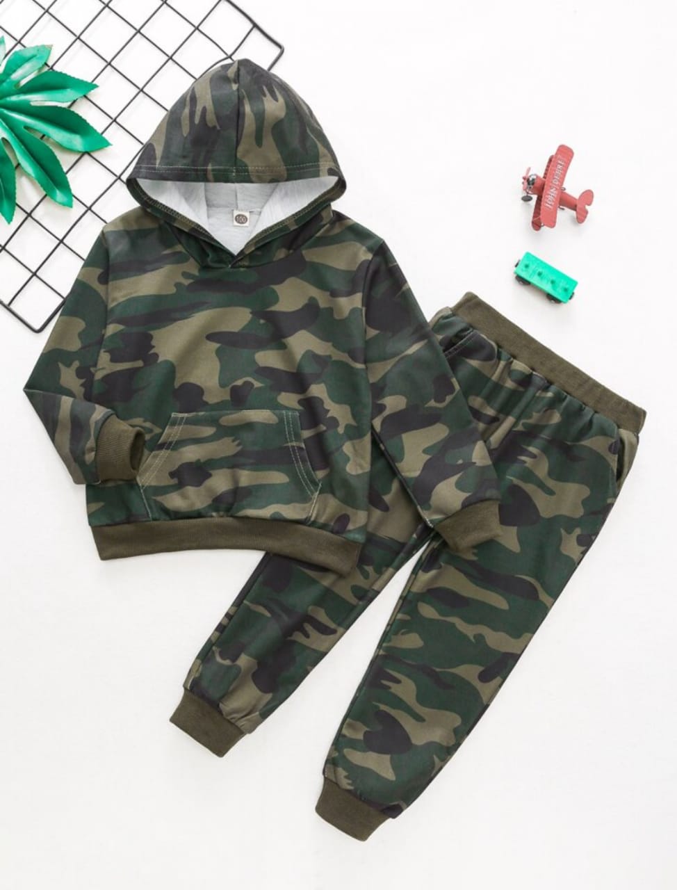 Plush - Hoodied Fleece Shirt & Trouser - Camouflage Rustic Green