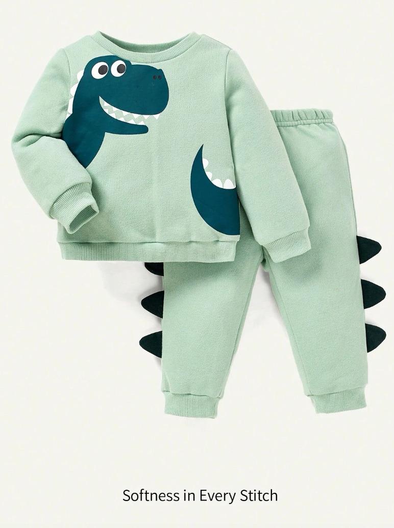 Sweatshirt Trousers Set - Dino World in Green