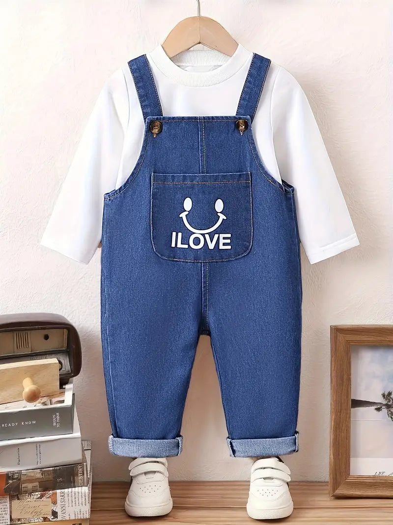 Plush-Denim Romper - Love