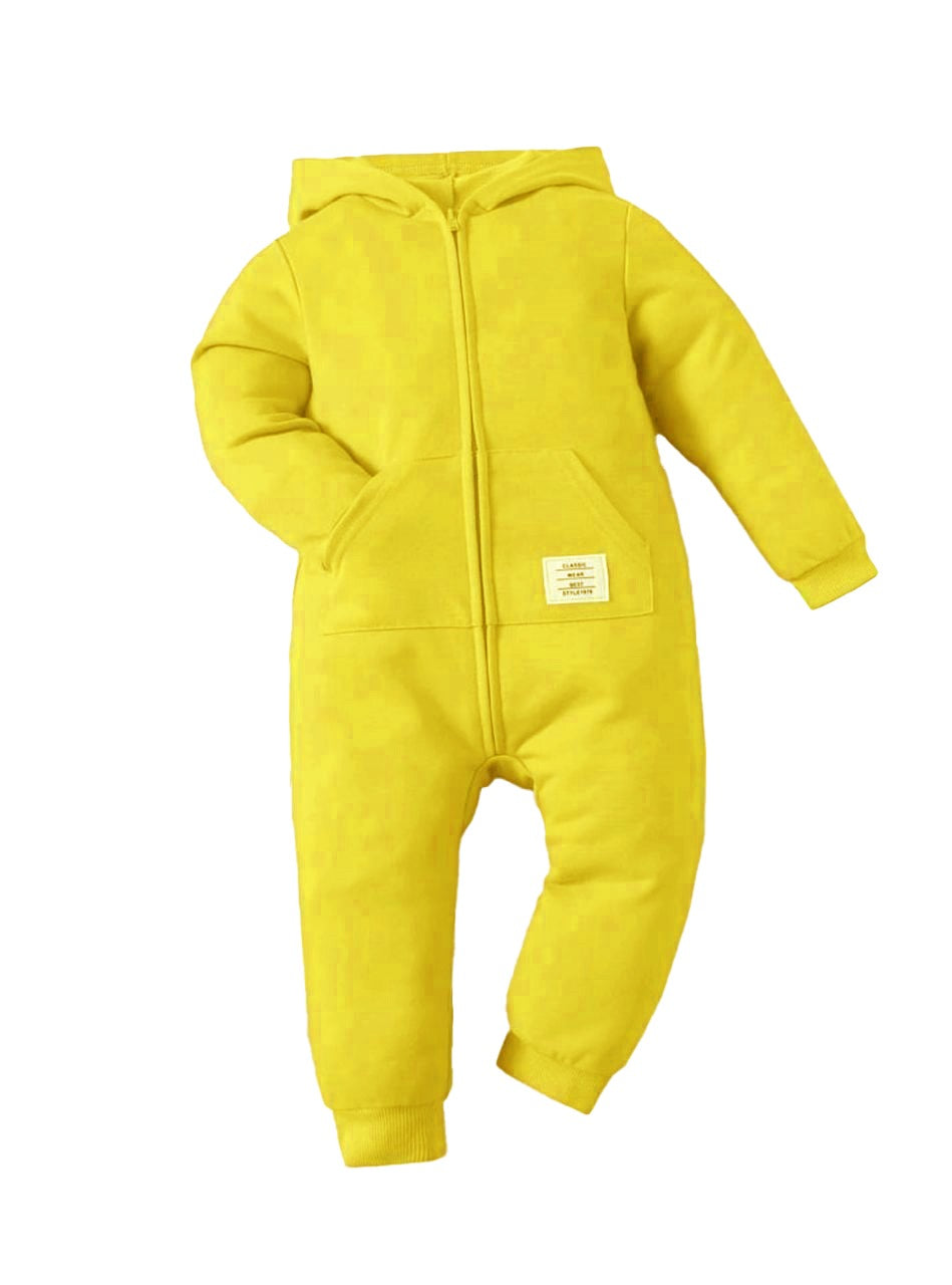 Plush-Hoodie Romper - Yellow