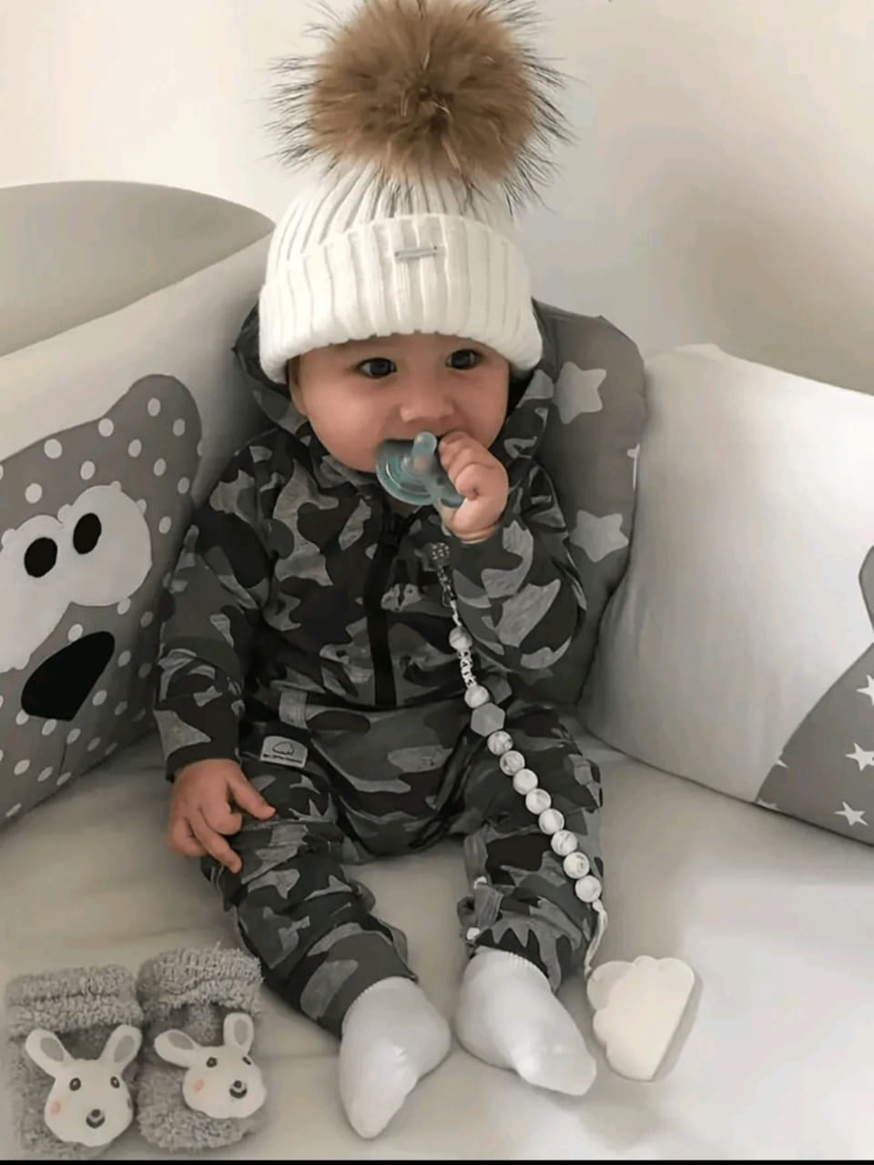 Plush-Hoodie Romper - Camouflage