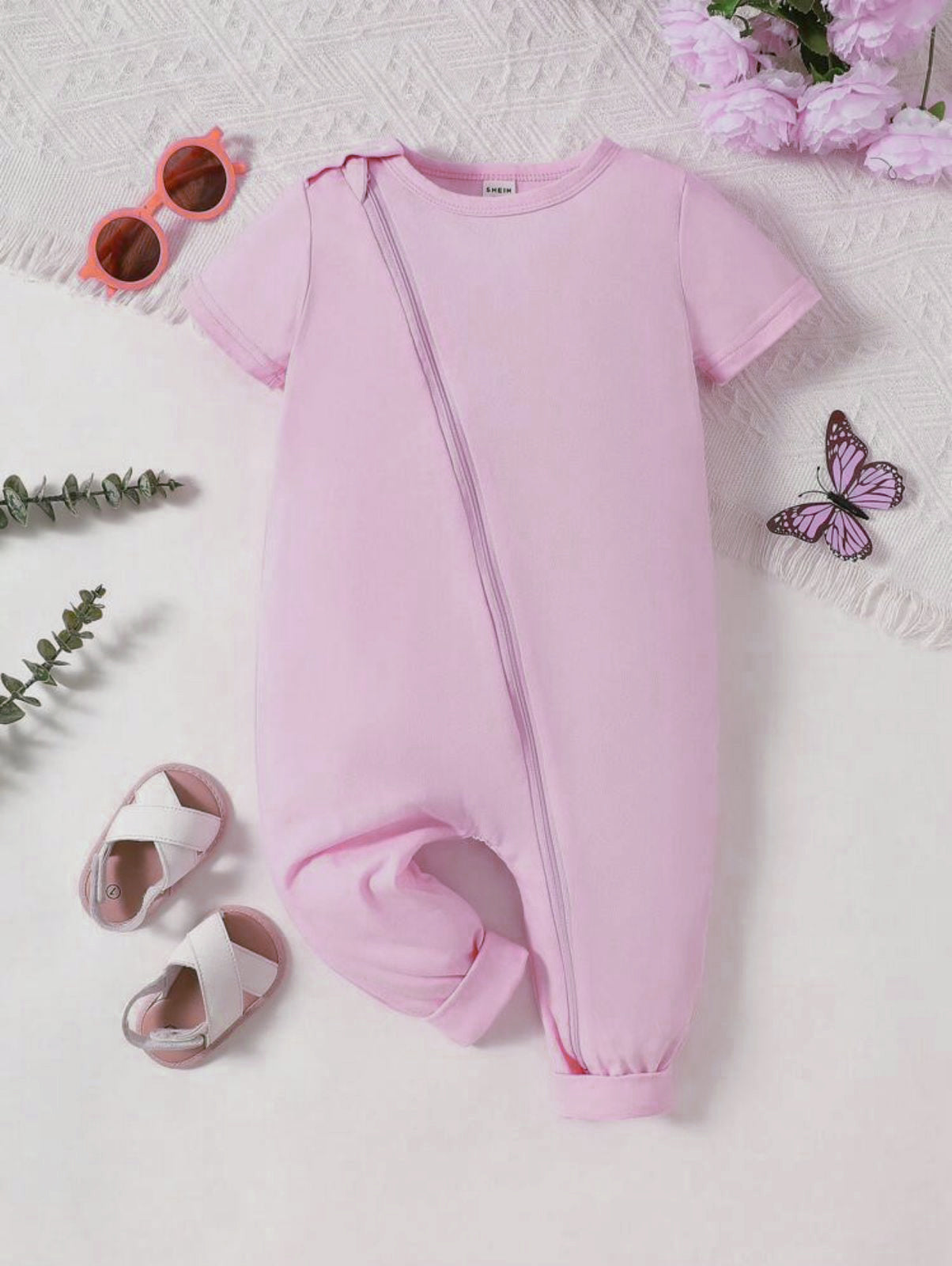 Plush-Premium Half Sleeve Romper - Purple