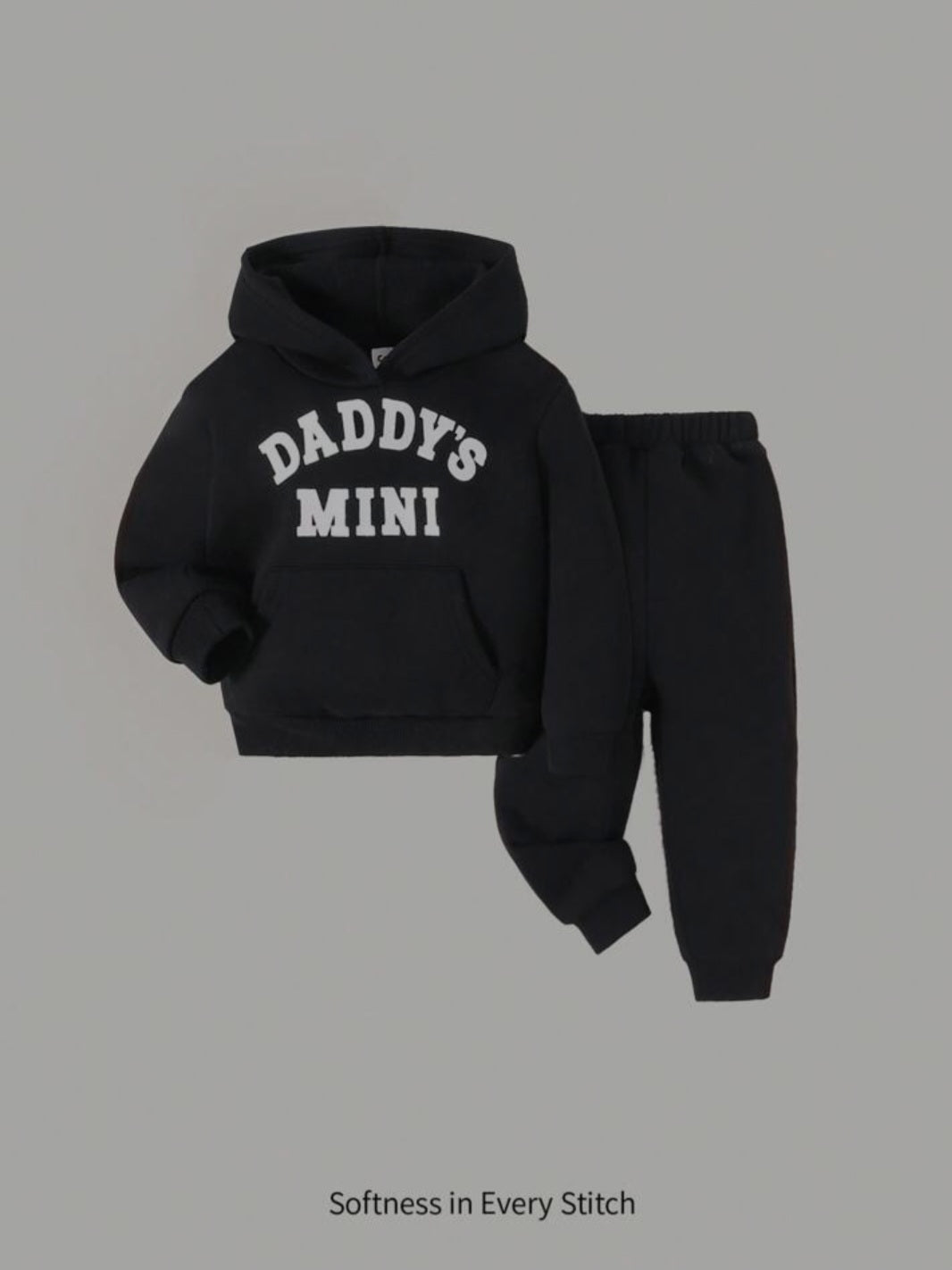Plush - Hoodied Fleece Shirt & Trouser - Daddys Mini in Black