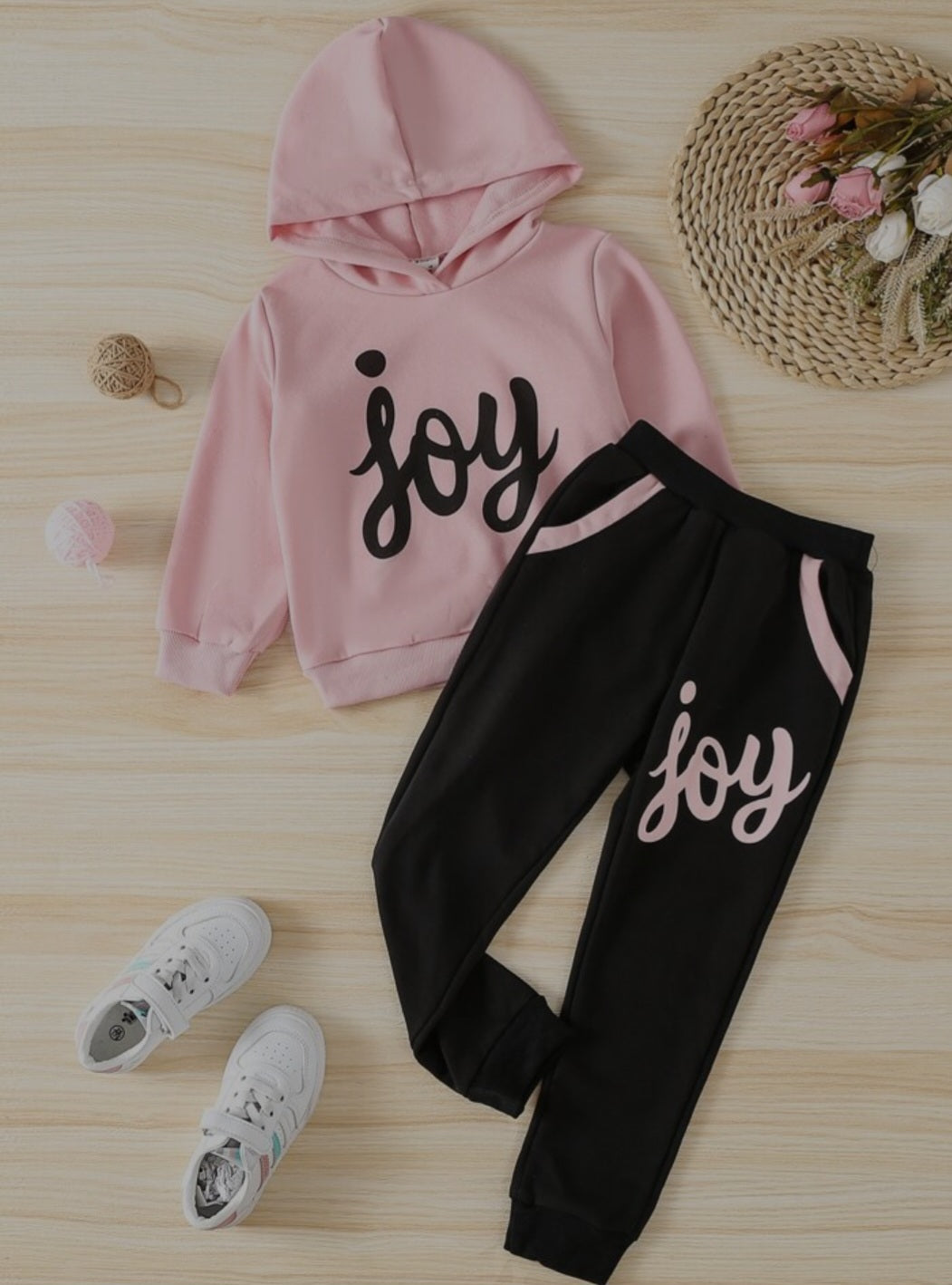 Plush - Hoodied Fleece Shirt & Trouser - Joy in Pink Contrast