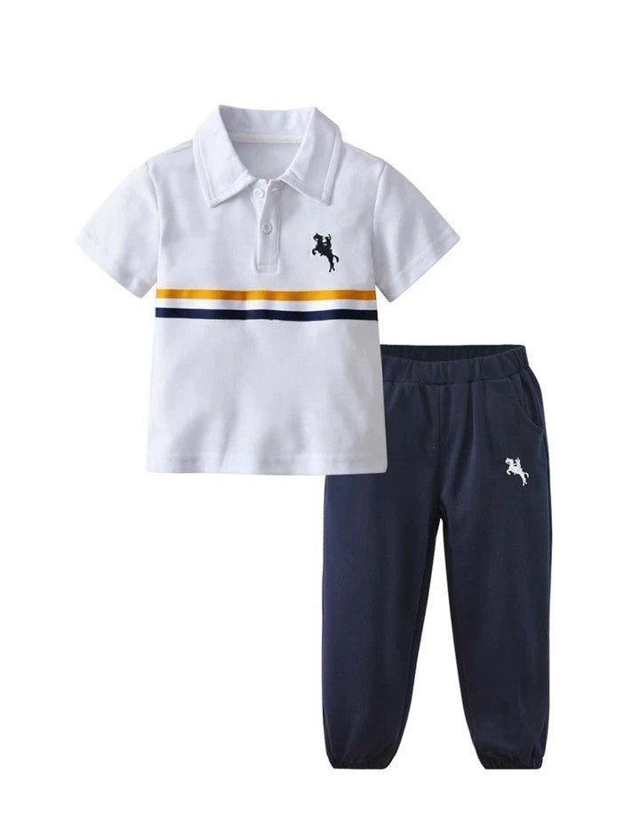 Shirt and Trousers Set - White Contrast