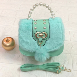 Kids fur bag green