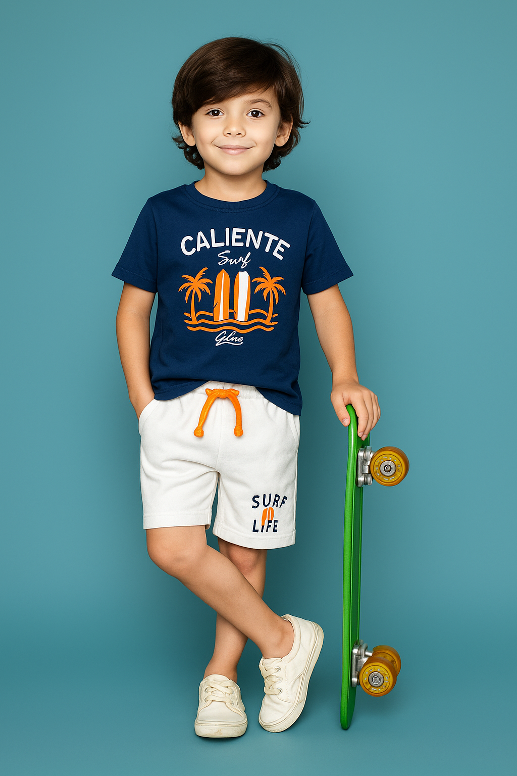 BOYS SHIRT SHORT SUMMER SET-Blue