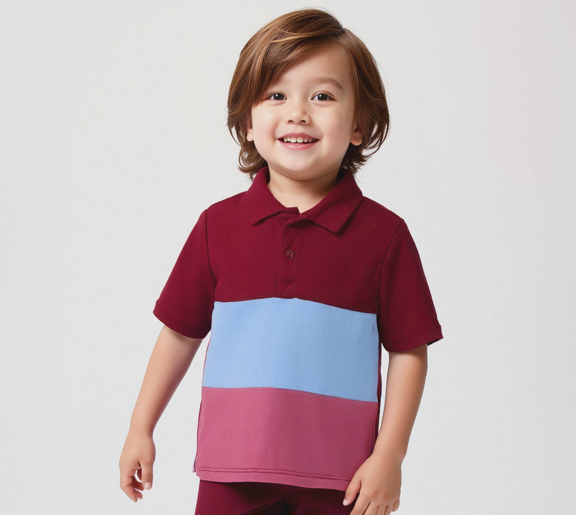 Plush-Baby Plaid Polo Shirt & Shorts-Red-Blue