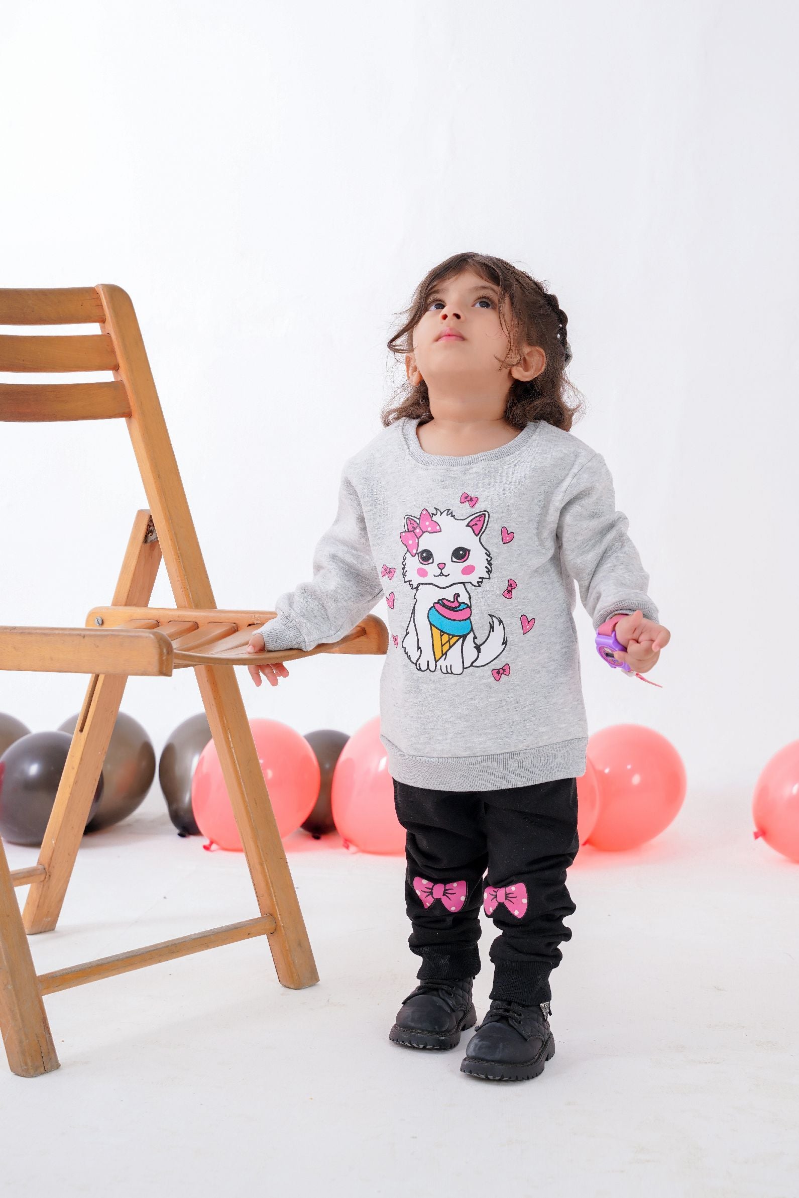 Plush - Fleece Shirt & Trouser - Cat in Grey Contrast