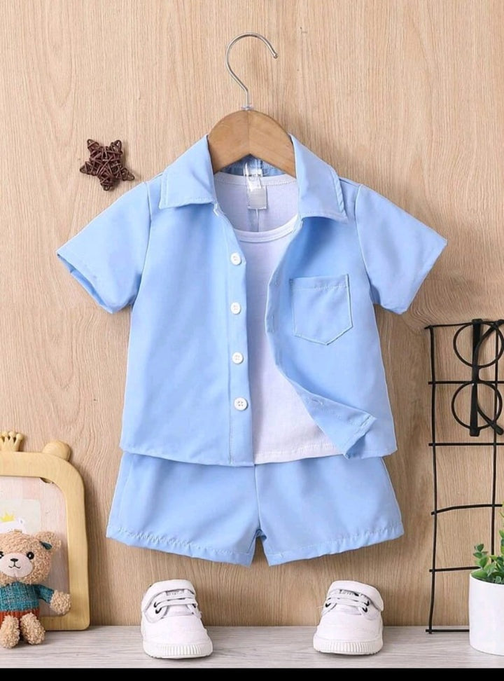 Plush-Boys Short and Shirt Set - Blue