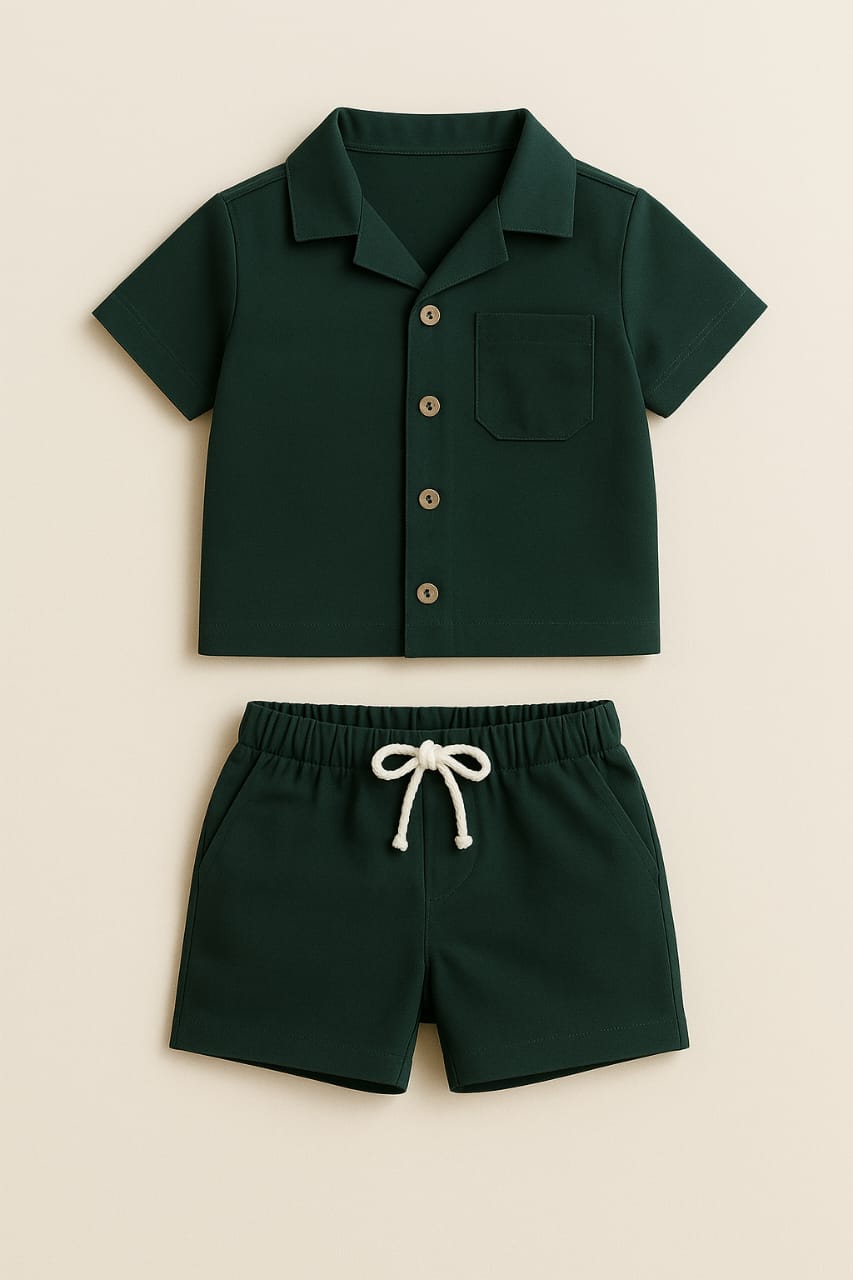 BOYS SHIRT SHORT SUMMER SET GREEN