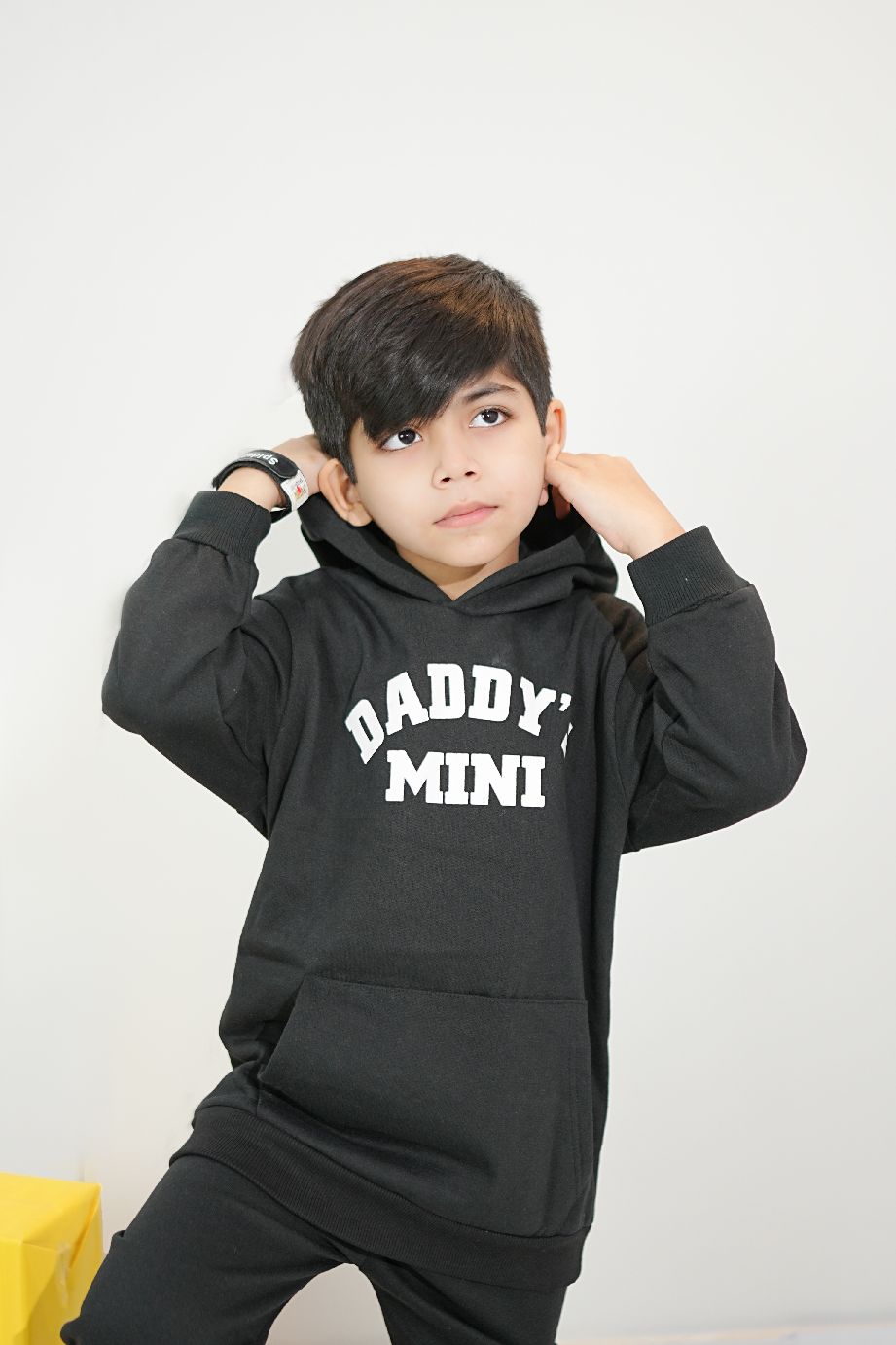 Plush - Hoodied Fleece Shirt & Trouser - Daddys Mini in Black