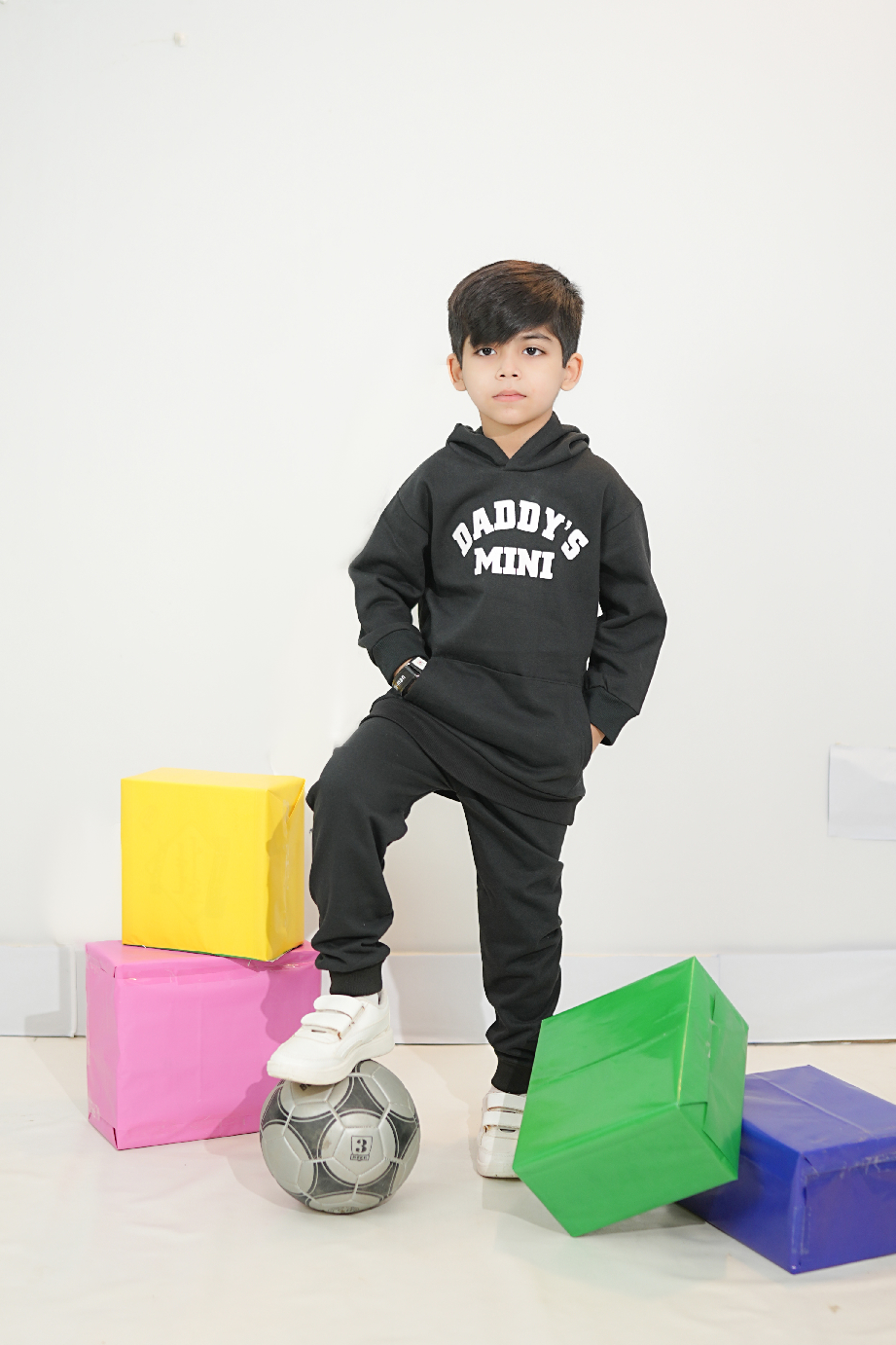 Plush - Hoodied Fleece Shirt & Trouser - Daddys Mini in Black