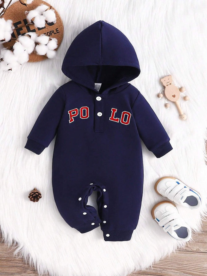 Plush-Hoodie Romper - Polo Blue