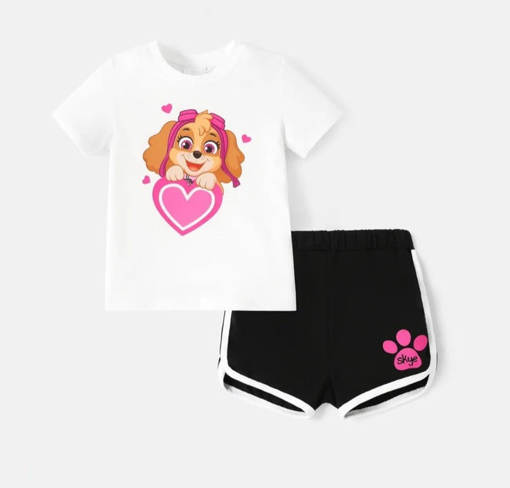 Plush-Nifty Basics - Puppy Love in White & Black Contrast with Shorts