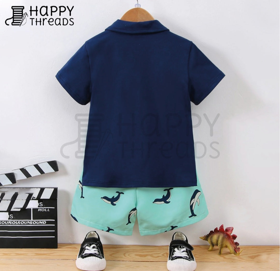 Shirt and Short Set - Blue Polo Inspired