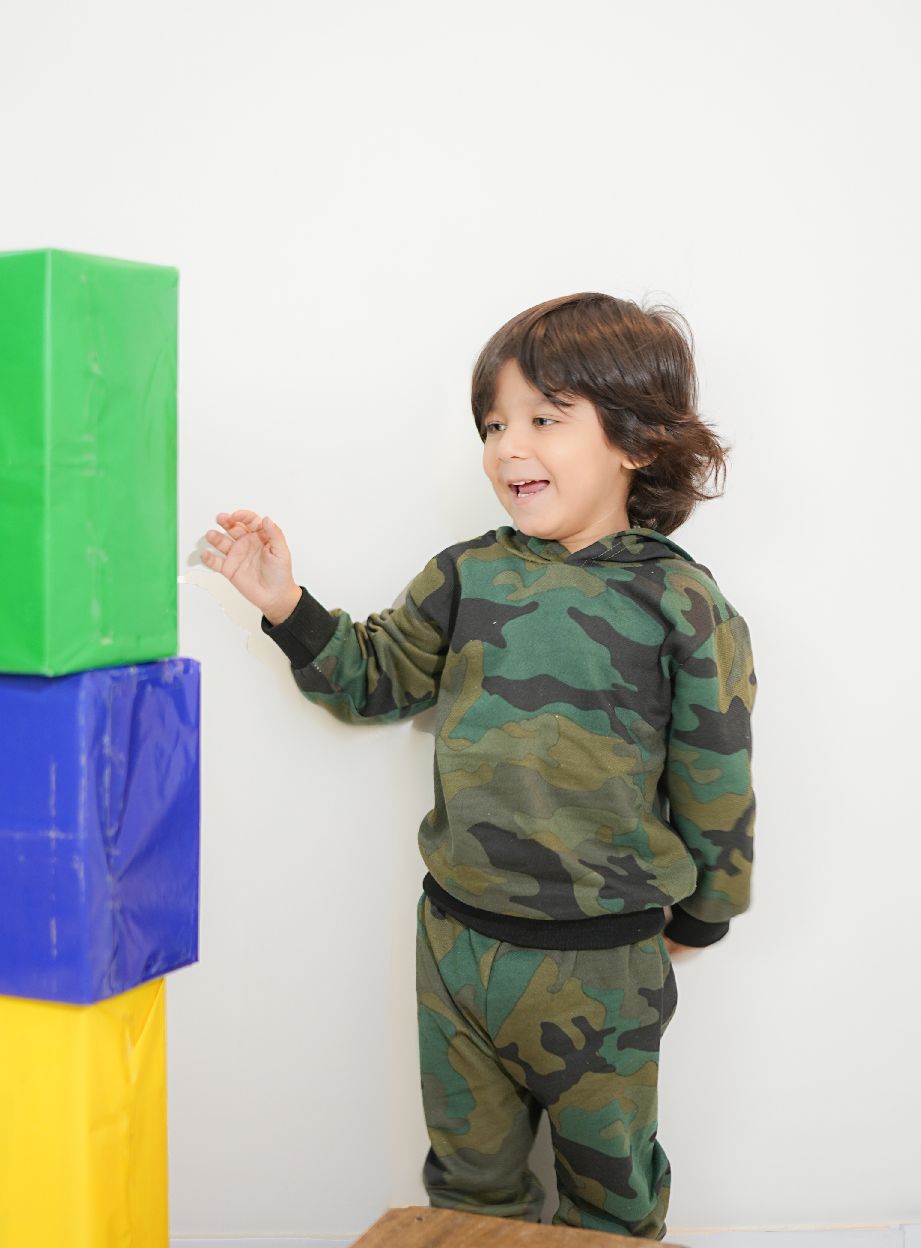 Plush - Hoodied Fleece Shirt & Trouser - Camouflage Rustic Green