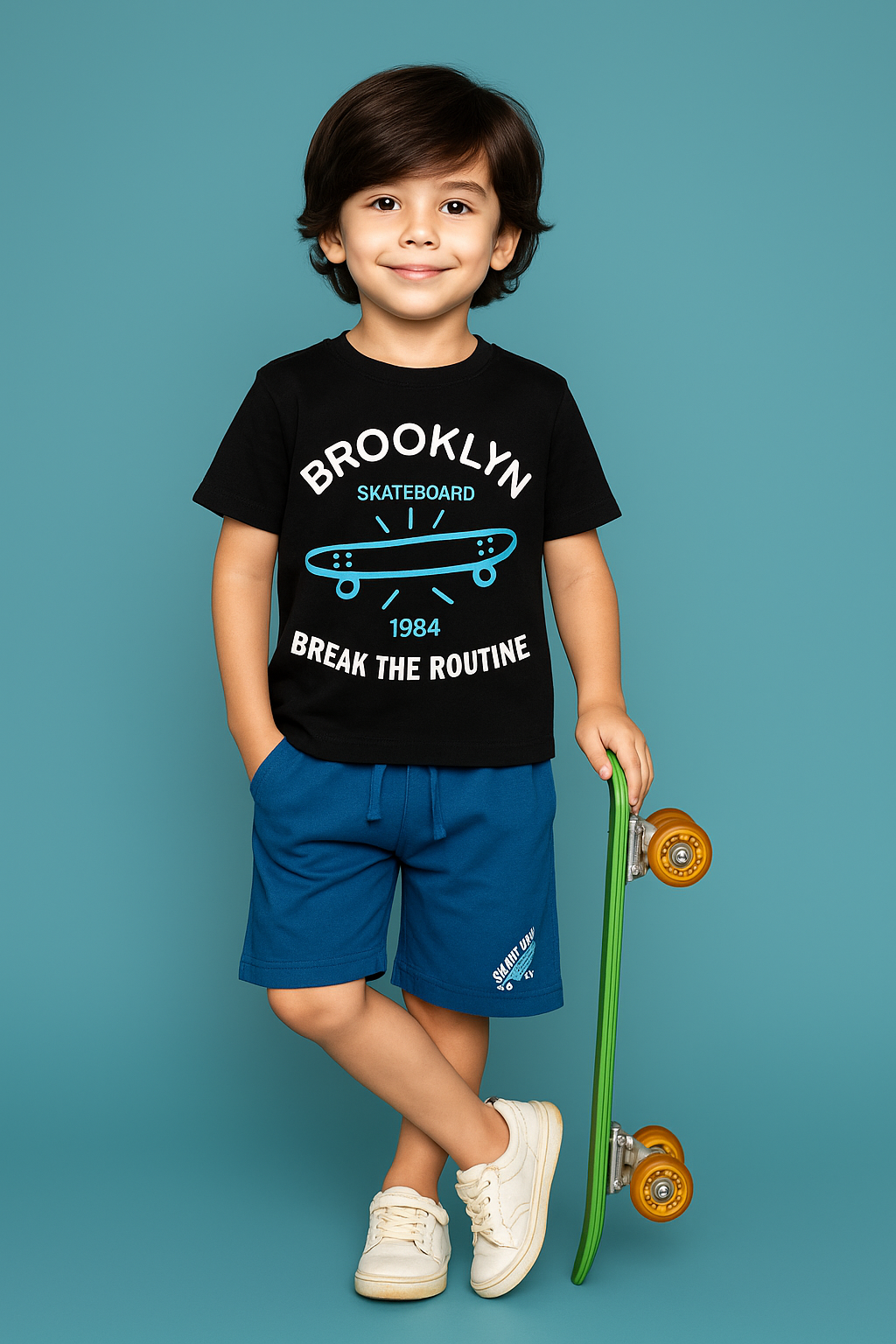 BOYS SHIRT SHORT SUMMER SET-Blue
