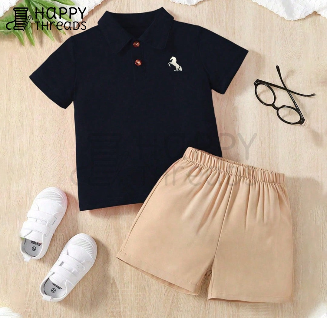 Shirt and Short Set - Blue Polo