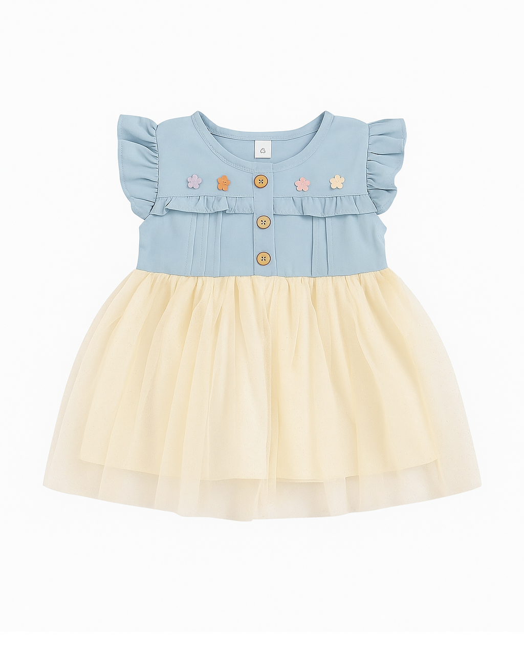 Toddler Girl Cute Princess Denim Mesh Spliced Dress