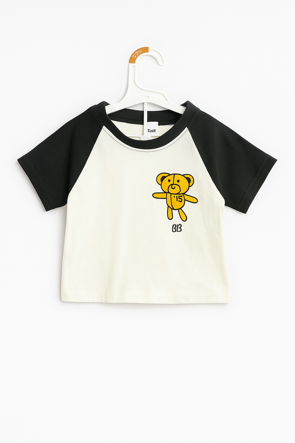 PLUSH-HALF SLEEVE BEAR T-SHIRT-WHITE