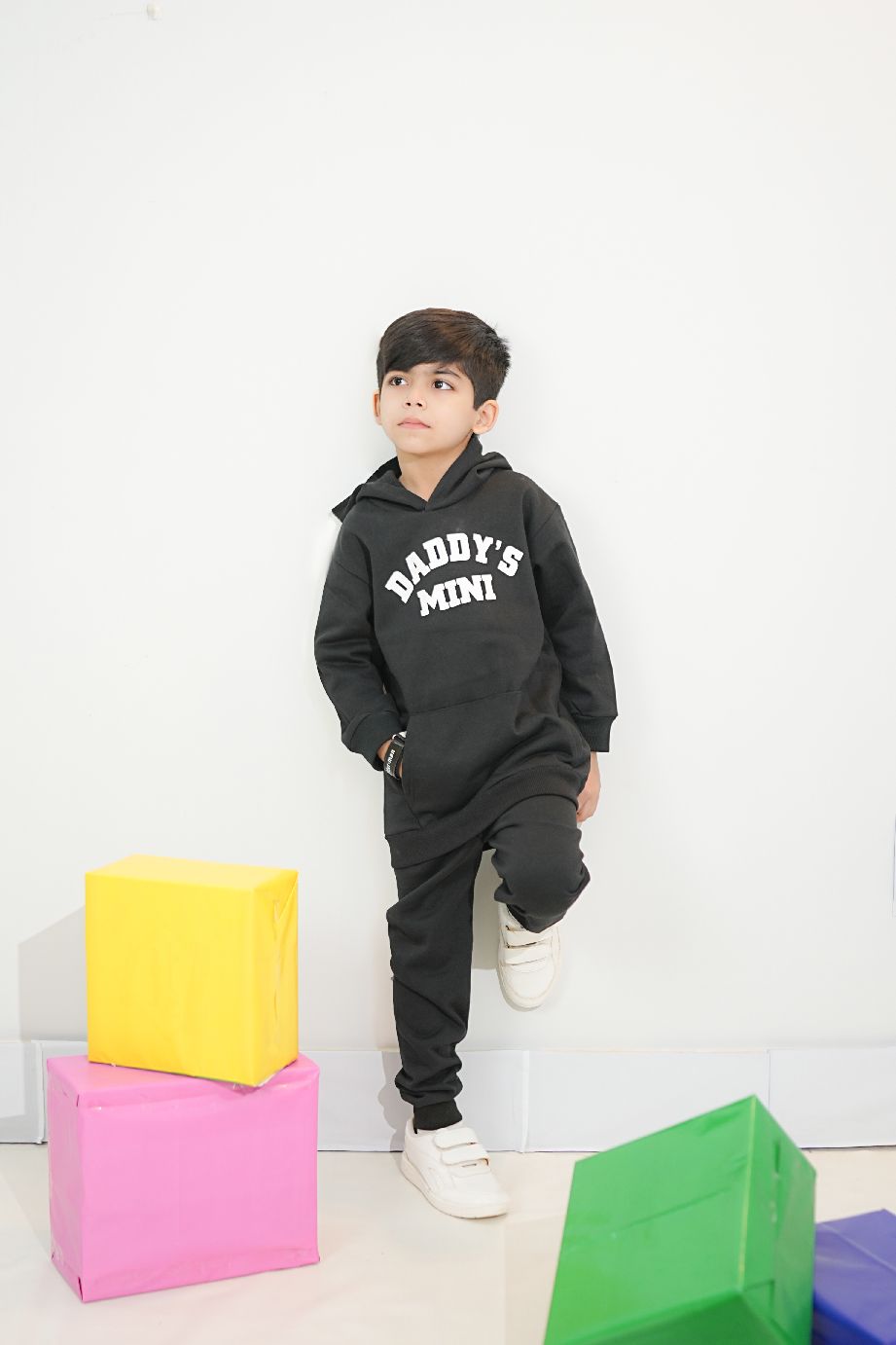 Plush - Hoodied Fleece Shirt & Trouser - Daddys Mini in Black