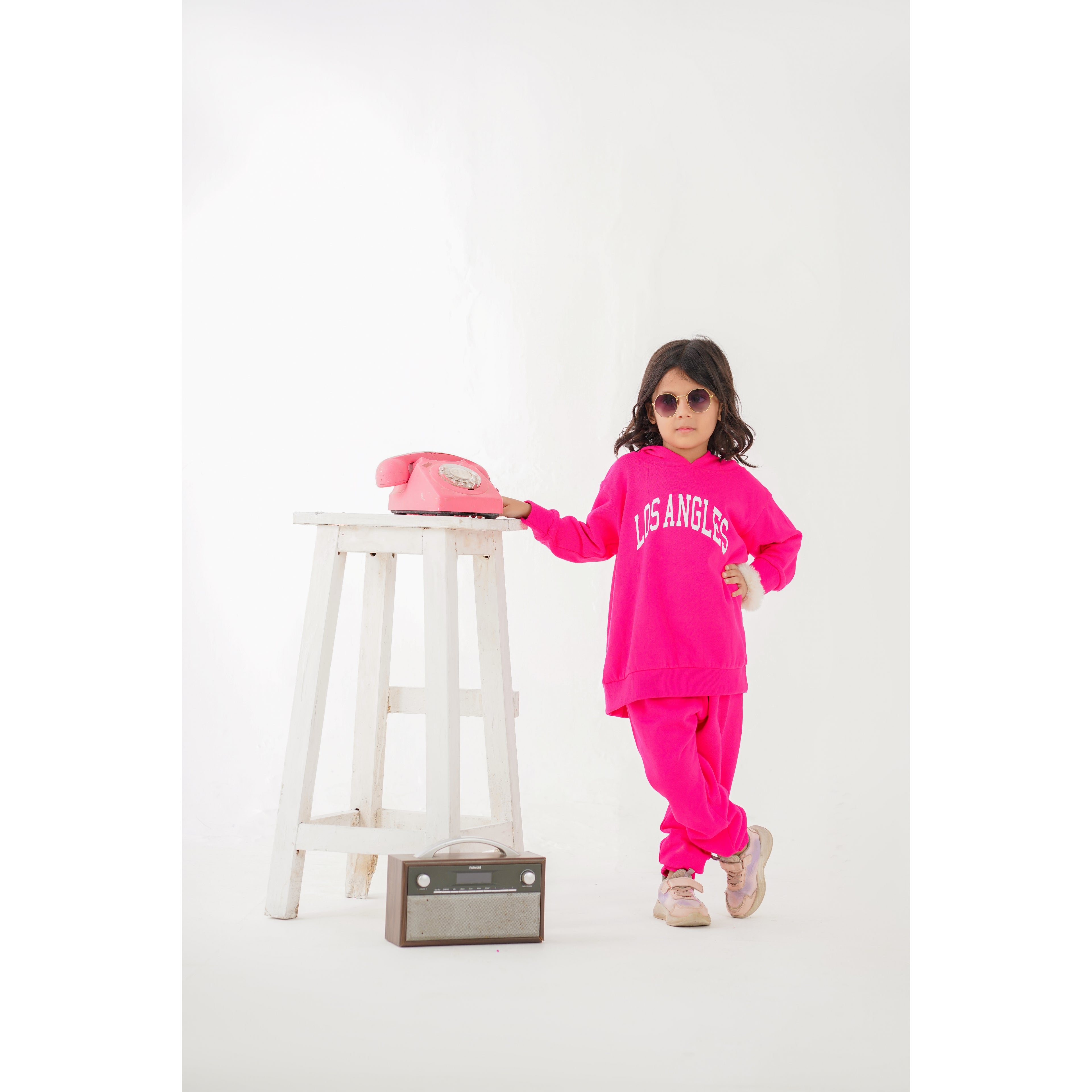 Plush Hoodied Fleece Shirt & Trouser - Los Angeles Pink