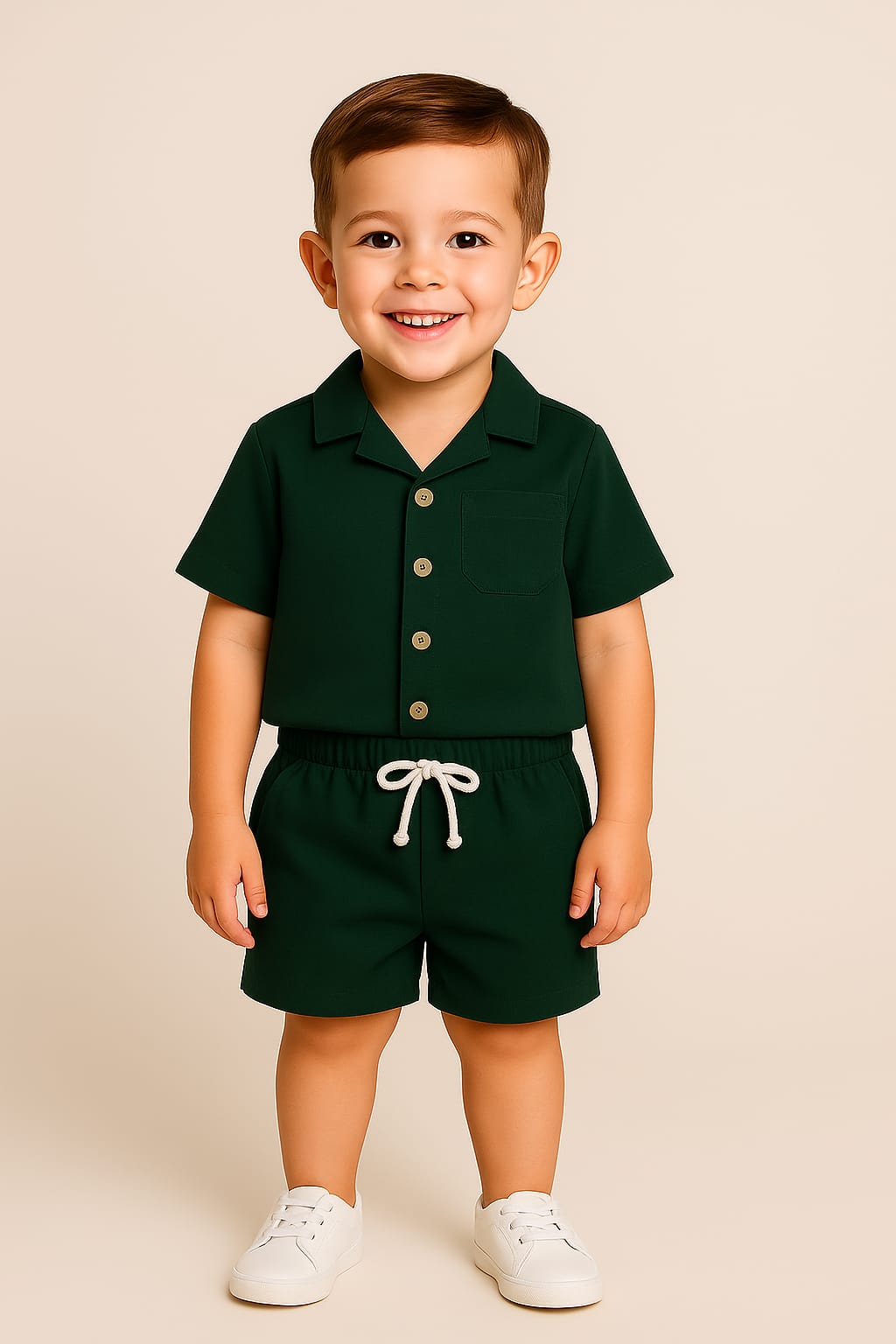 BOYS SHIRT SHORT SUMMER SET GREEN