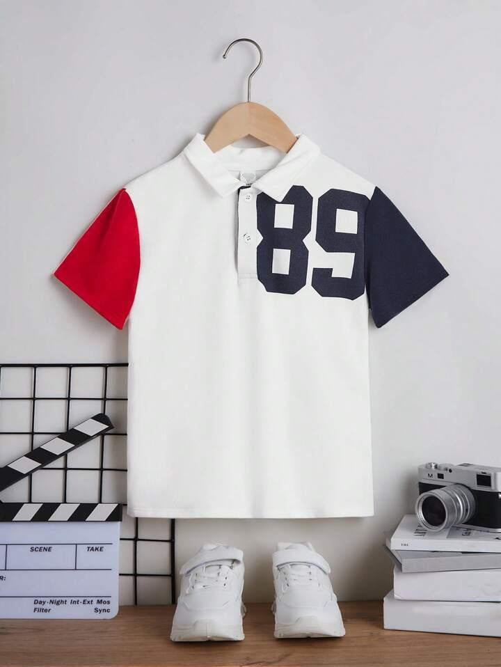 Plush-Baby Plaid Polo Shirt & Shorts-Red-White