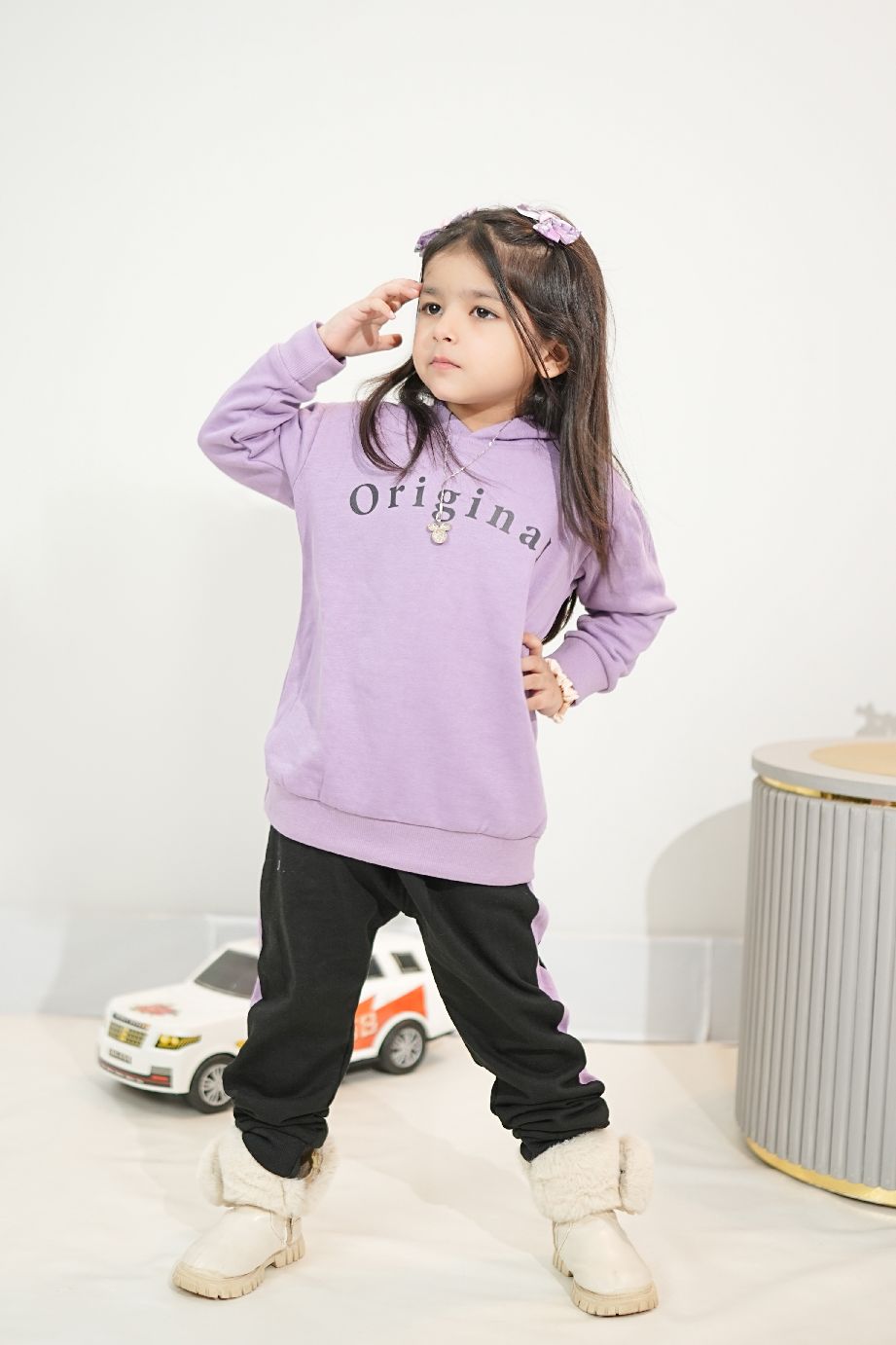 Plush - Hoodied Fleece Shirt & Trouser - Original in Lilac