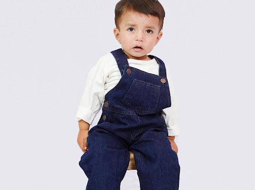 Plush-Denim Romper with Inner Shirt