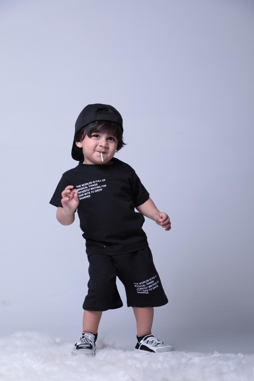 Shirt and Short Set - Plain Black