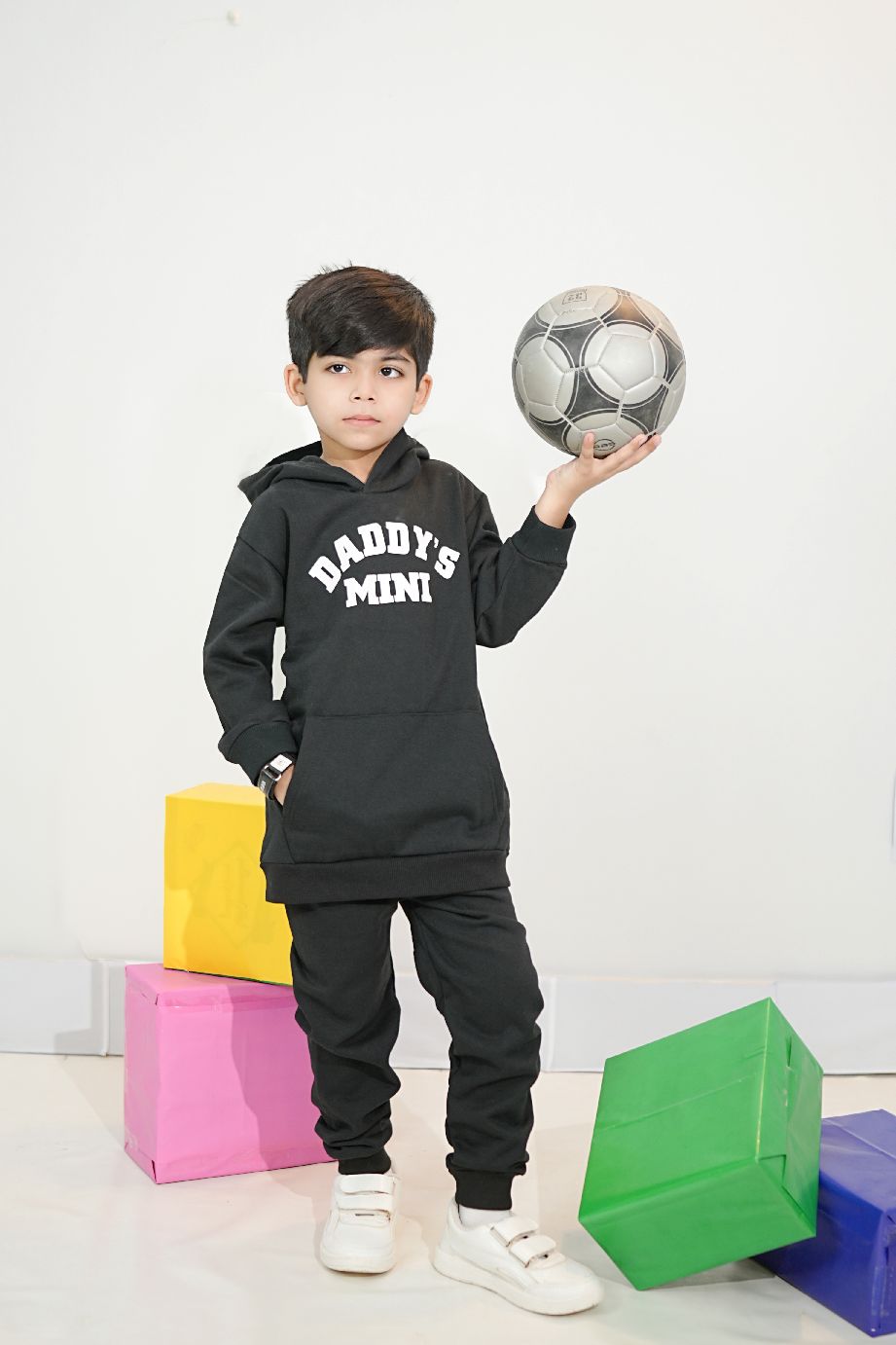 Plush - Hoodied Fleece Shirt & Trouser - Daddys Mini in Black