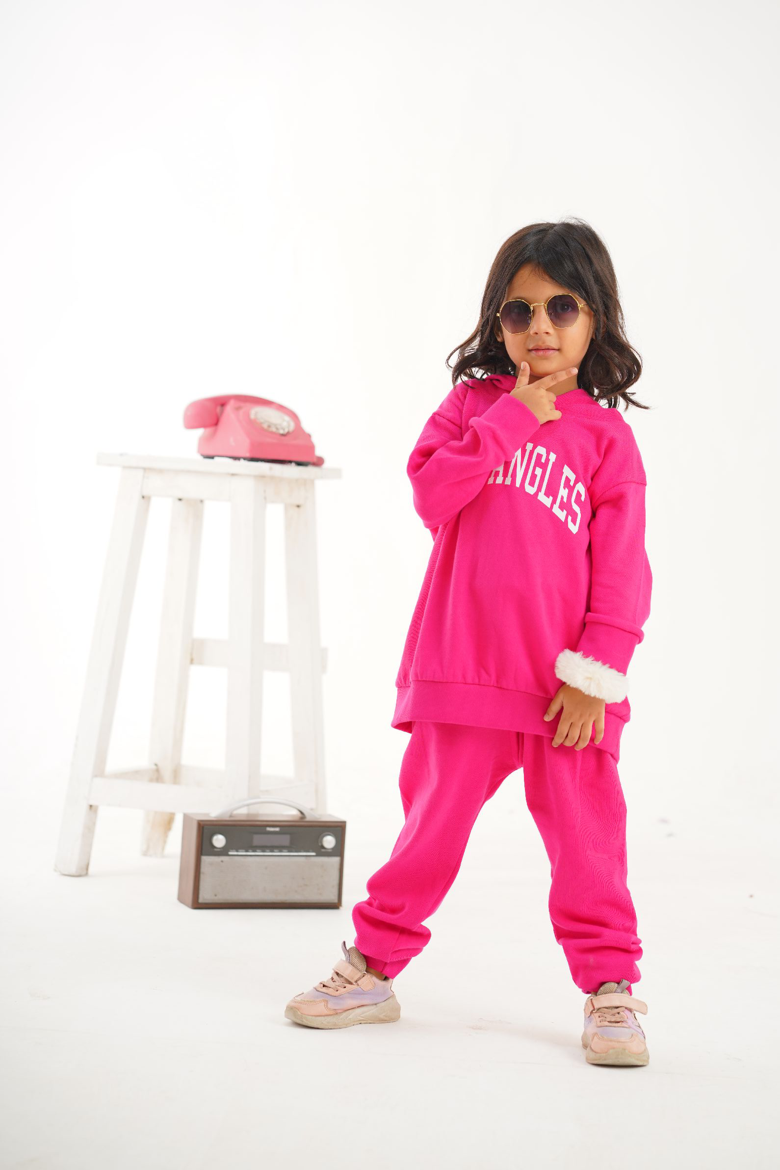 Plush Hoodied Fleece Shirt & Trouser - Los Angeles Pink